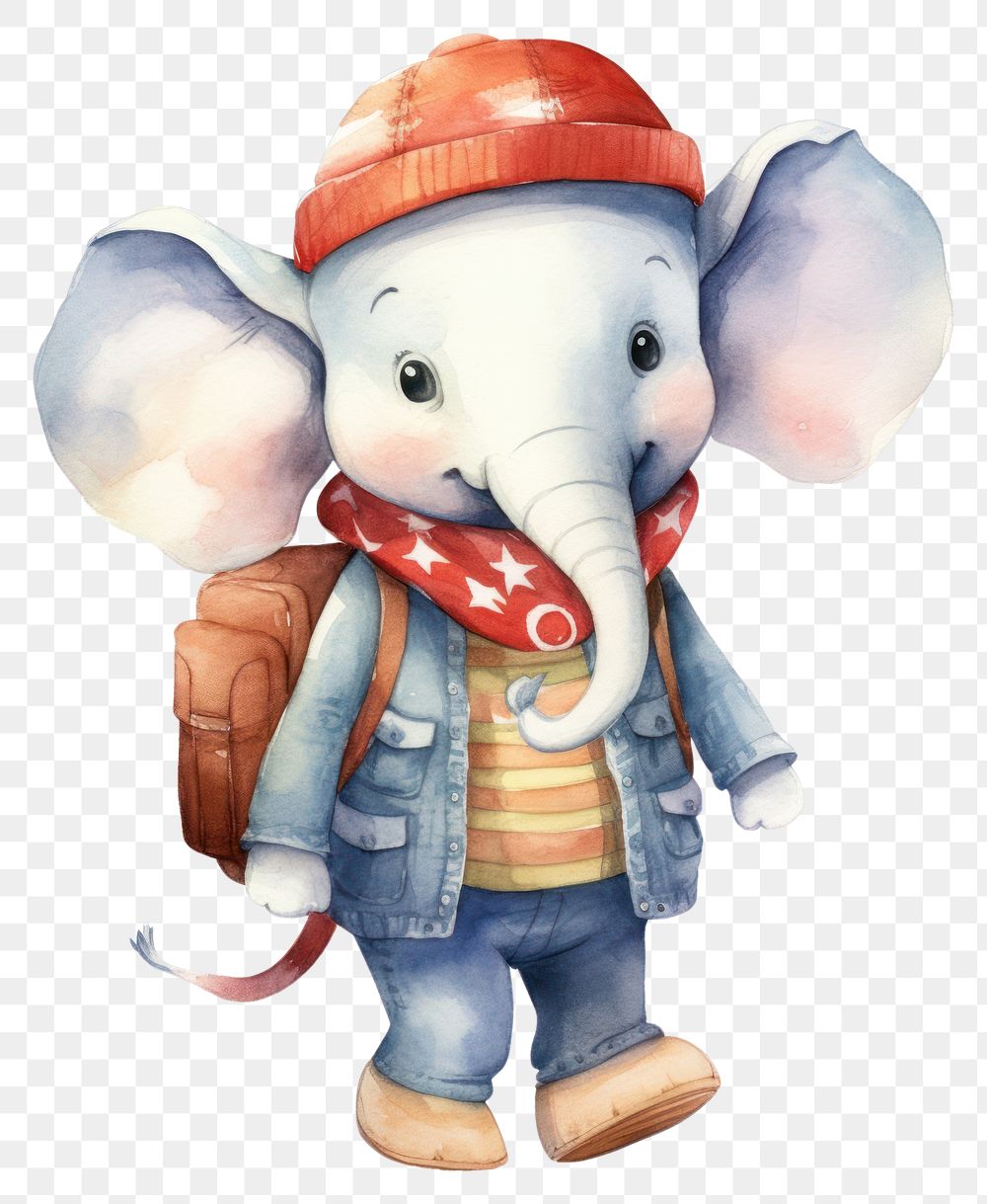 PNG Cute Elephant walking cartoon toy. 