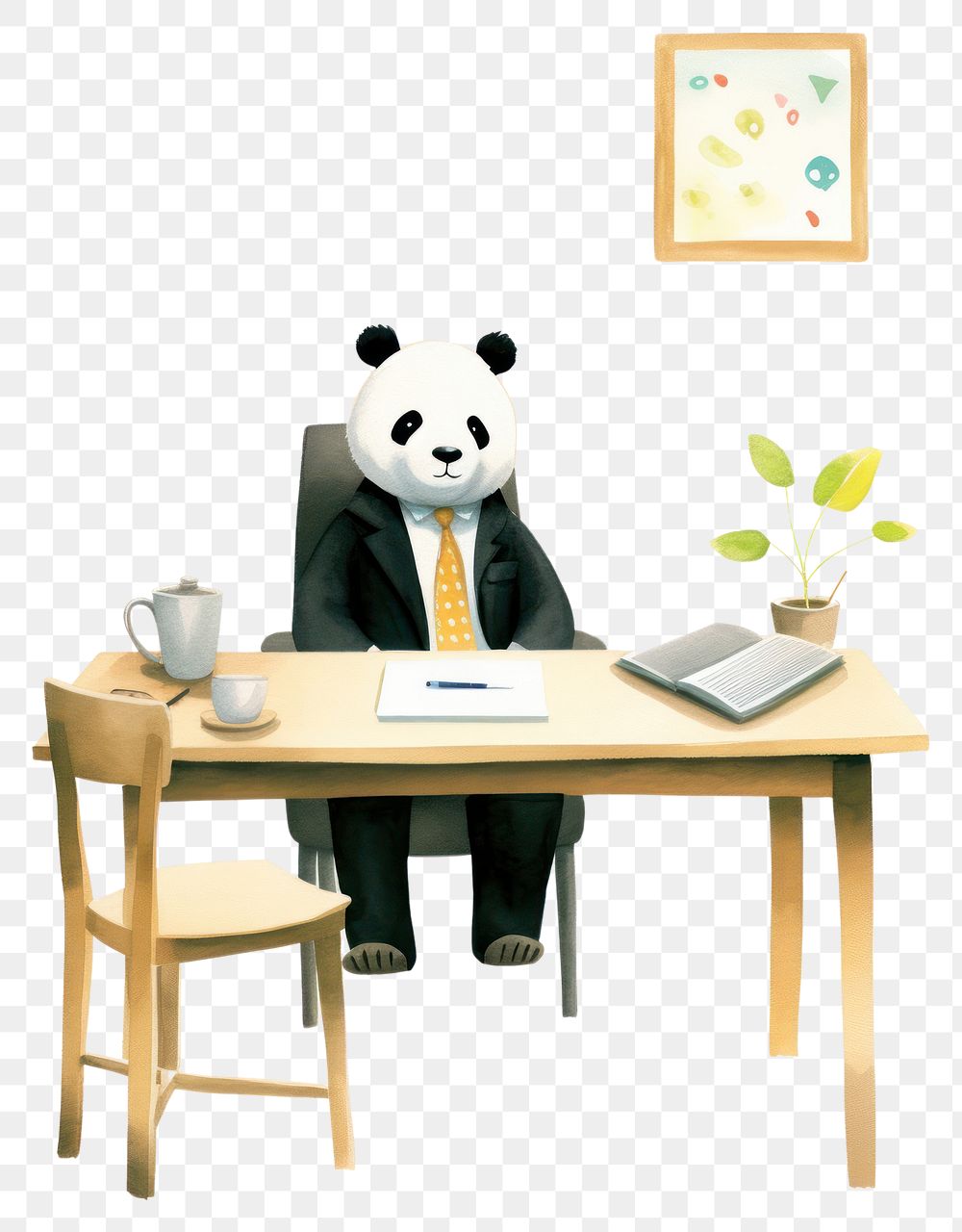 PNG Table furniture cartoon animal. AI generated Image by rawpixel.