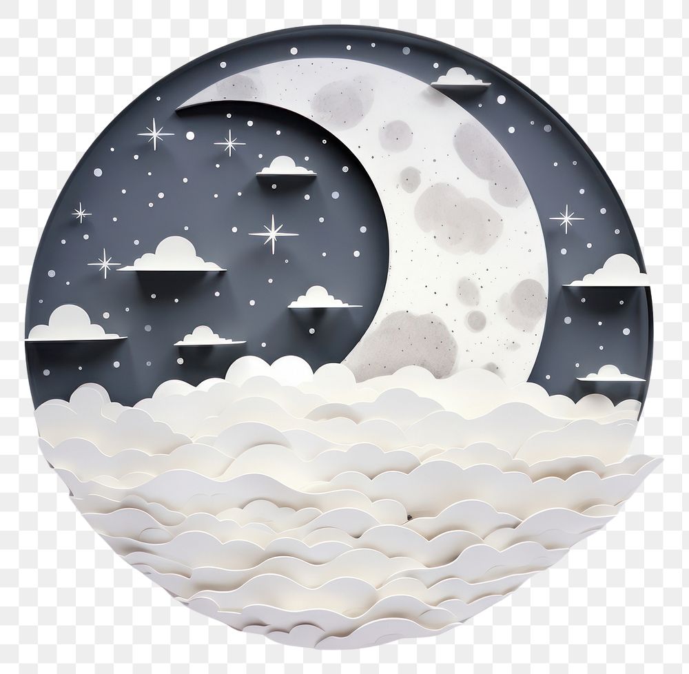 PNG  Night moon sky white background. AI generated Image by rawpixel.