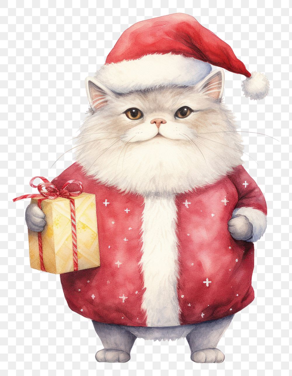 PNG Santa cat holding a gift bag mammal animal pet. 