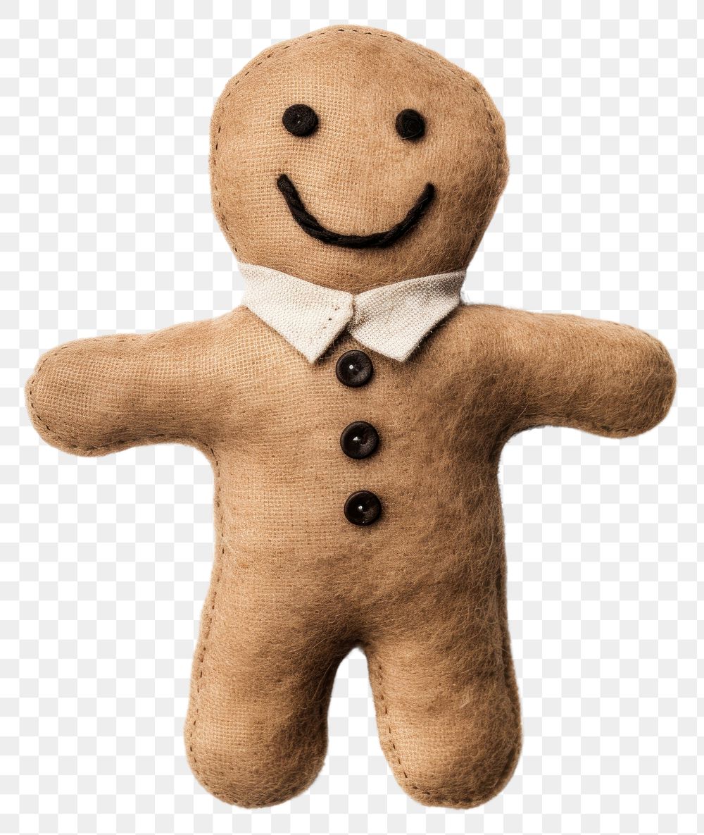 PNG Felted Ginger-man gingerbread cookie plush. AI generated Image by rawpixel.