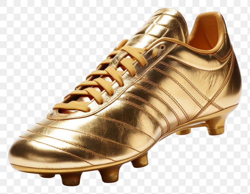 PNG  Golden boot footwear shoe white background. 
