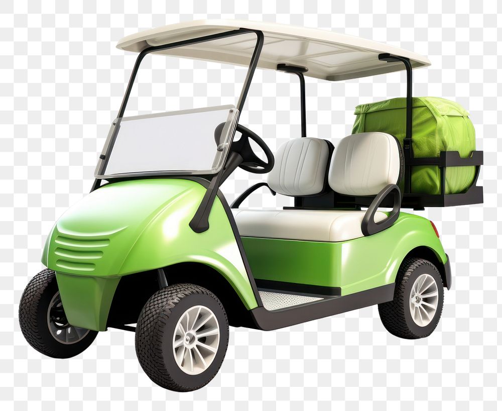 PNG Golf car vehicle grass white background. AI generated Image by rawpixel.