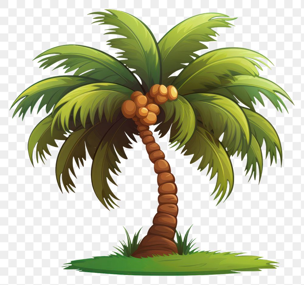 PNG Palm tree cartoon plant white background. AI generated Image by rawpixel.
