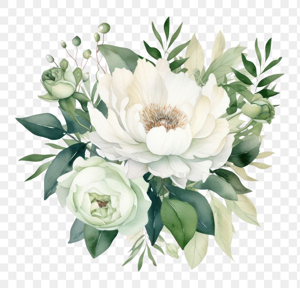 PNG White flowers rose plant green