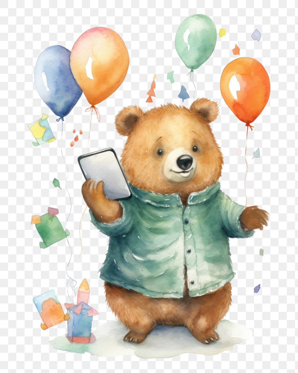 PNG Bear playing social media animal party bear. AI generated Image by rawpixel.