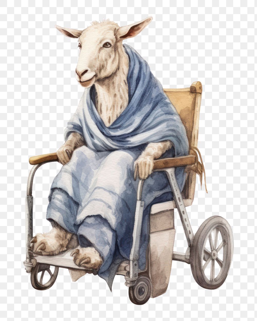 PNG Wheelchair livestock sitting animal. AI generated Image by rawpixel.