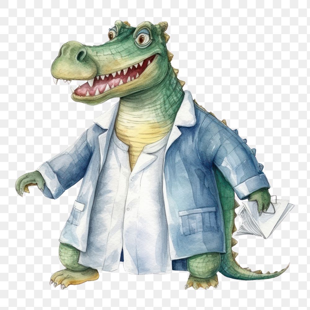 PNG Crocodile Scientist costume animal dinosaur. AI generated Image by rawpixel.