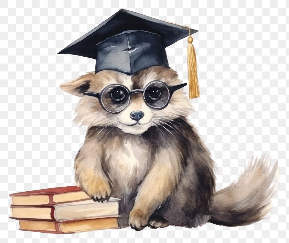 PNG Raccoon wearing a graduation cap animal portrait raccoon. 