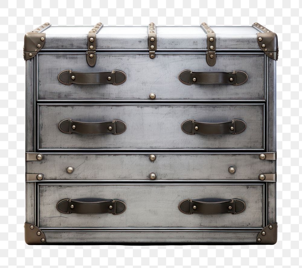 PNG  Chest drawer furniture metal white background. 
