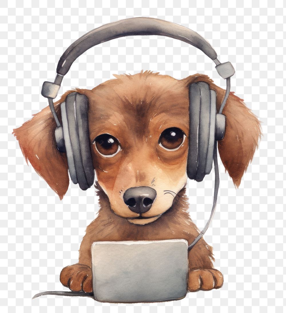 PNG Dog social media headphones mammal animal. 