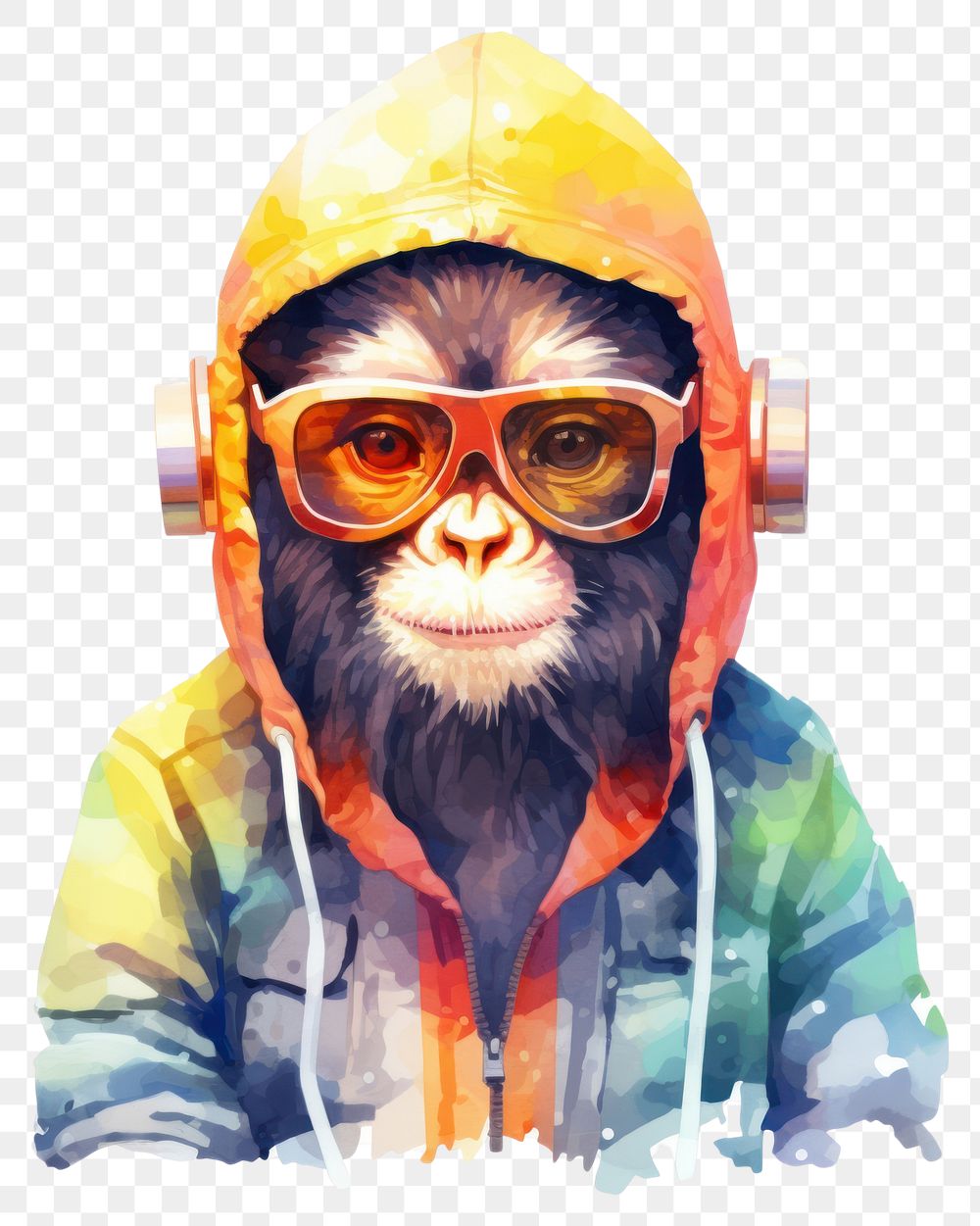 PNG Monkey technology portrait white background. AI generated Image by rawpixel.