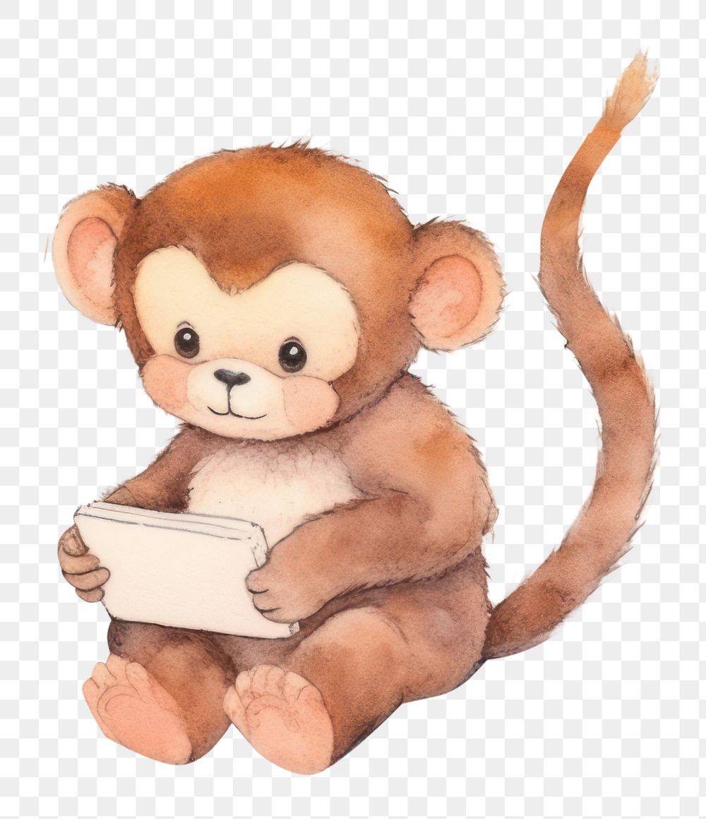 PNG Two monkeys playing a social media device animal cartoon drawing. AI generated Image by rawpixel.