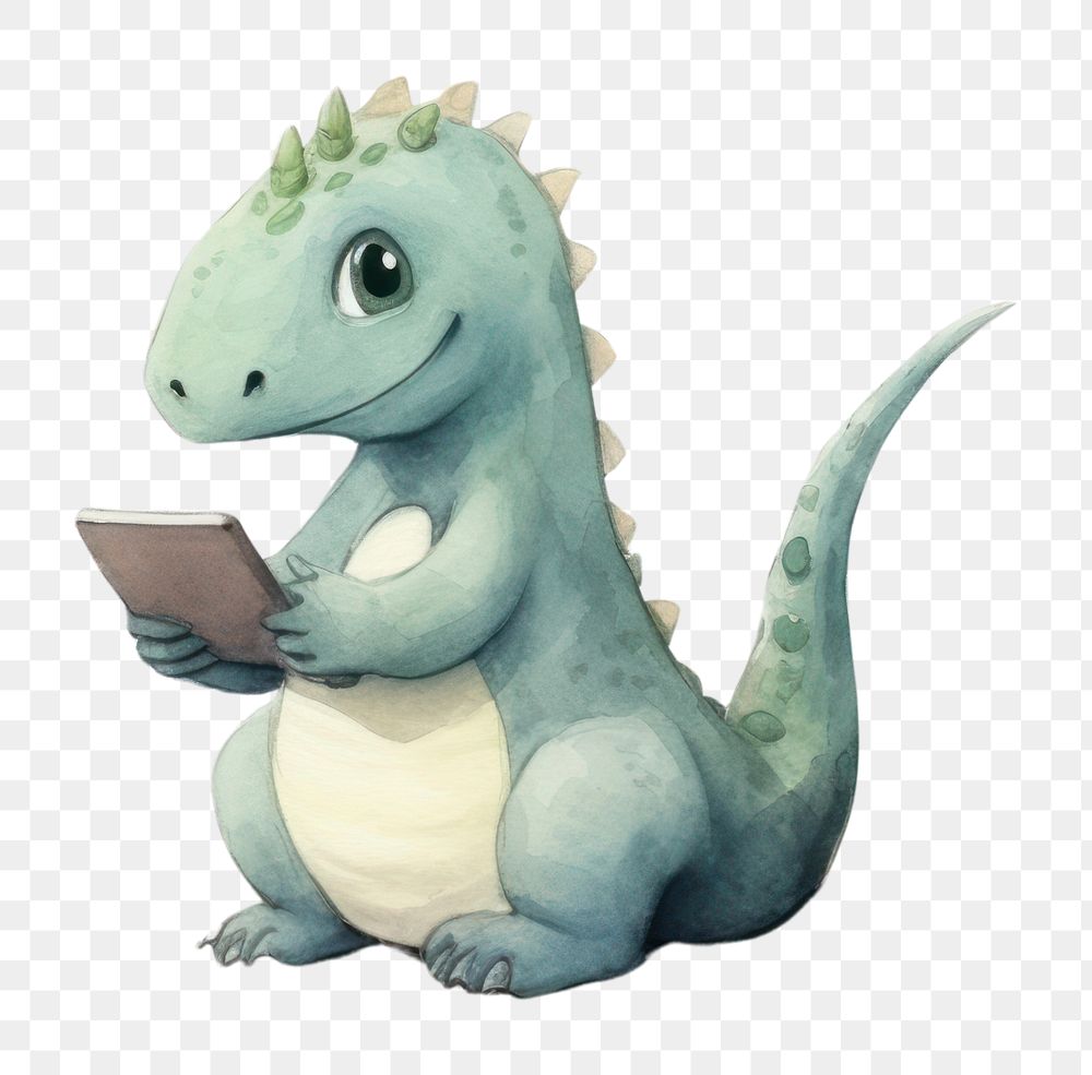 PNG Two dinosaurs playing a social media device animal reptile cute. AI generated Image by rawpixel.