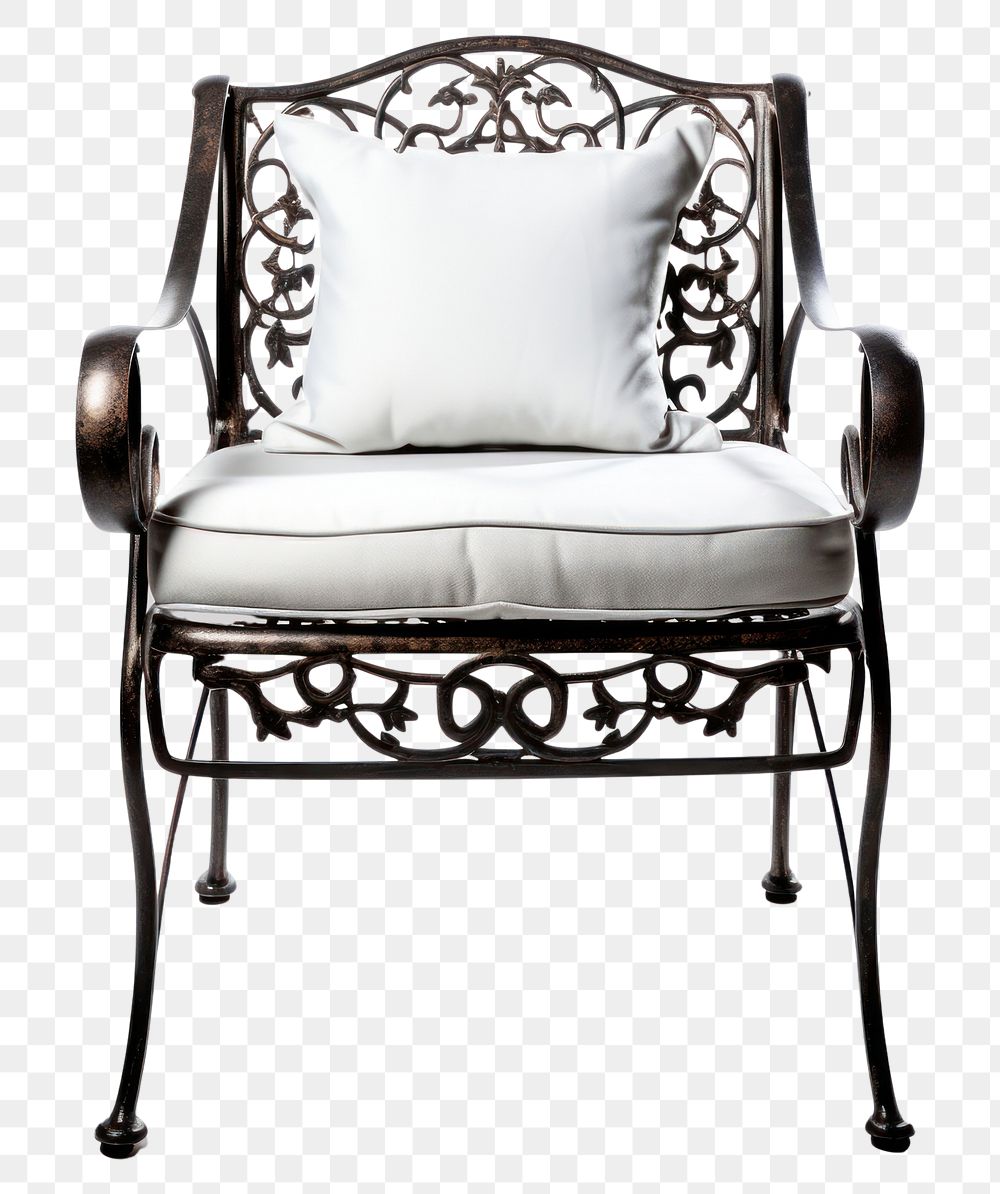 PNG  Iron one single chair outdoor patio furniture armchair white. AI generated Image by rawpixel.