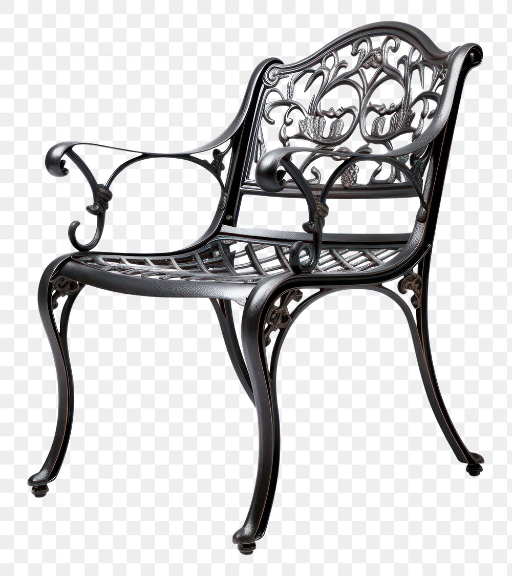 PNG  One iron single chair outdoor patio furniture outdoors white background. AI generated Image by rawpixel.