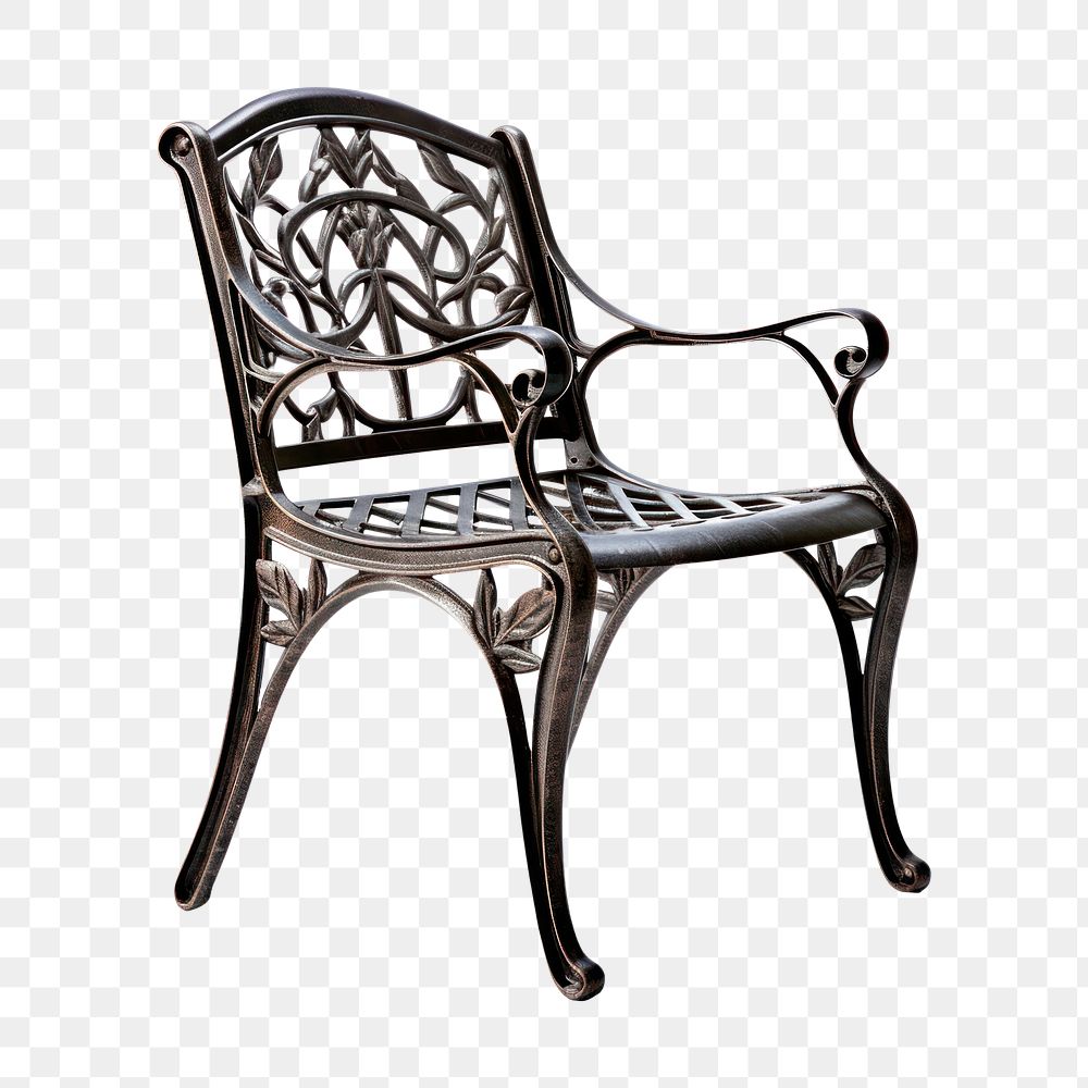 PNG  One iron single chair outdoor patio furniture white background architecture. AI generated Image by rawpixel.