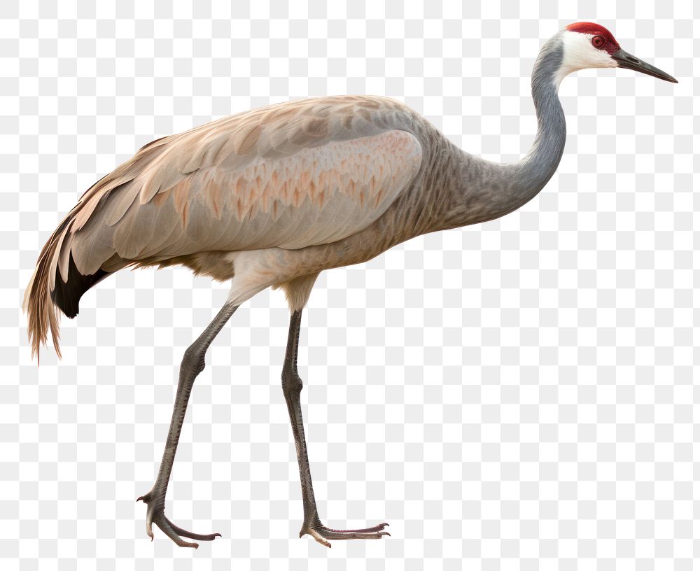 PNG Sandhill Crane animal bird white background. AI generated Image by rawpixel.