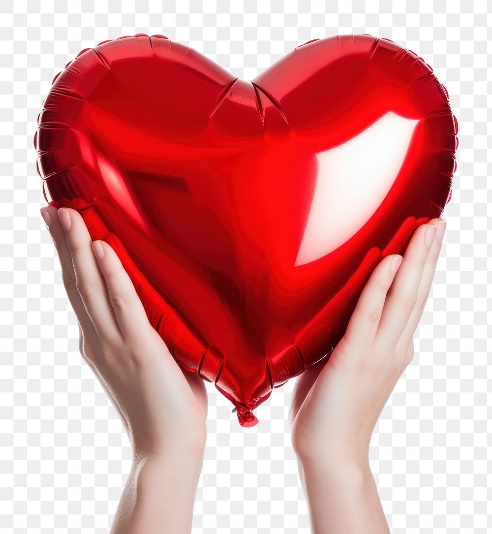 PNG hands holding red heart balloon. AI generated image by rawpixel.