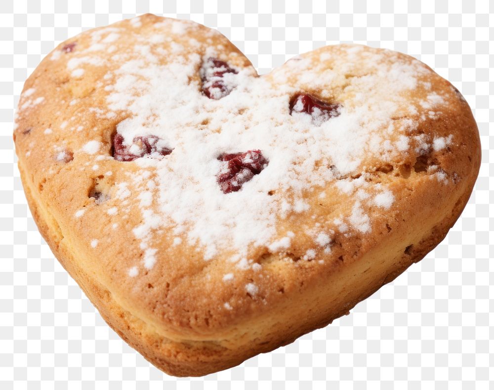 PNG Jumbo love heart cookie bread food white background. AI generated Image by rawpixel.