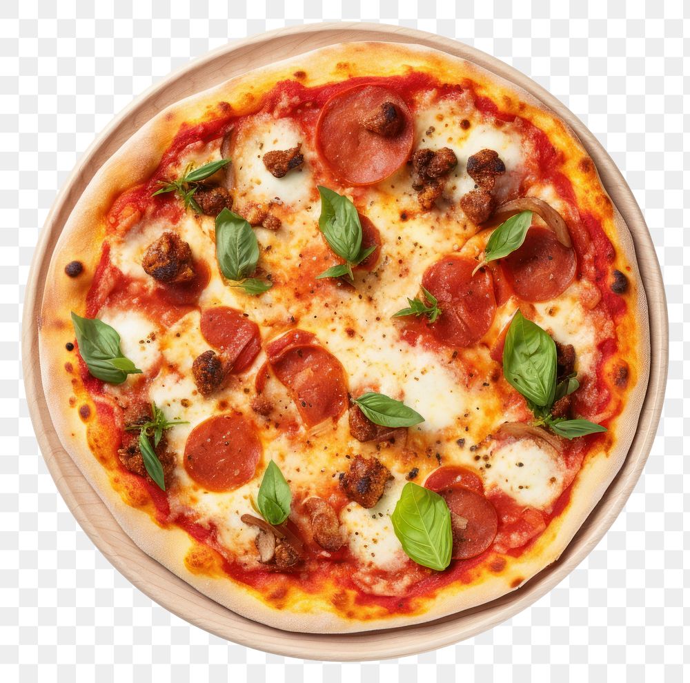 PNG Pizza food plate white background. AI generated Image by rawpixel.