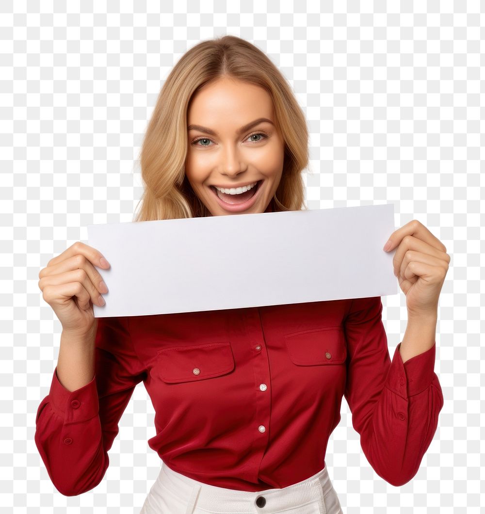 PNG  Woman holding a Sale banner portrait happy photo. AI generated Image by rawpixel.