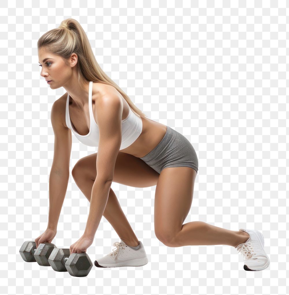 PNG  Crouching dumbbell footwear sports. AI generated Image by rawpixel.
