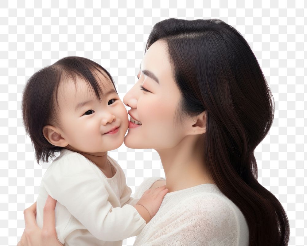 PNG Toddler mother kissing portrait. AI generated Image by rawpixel.