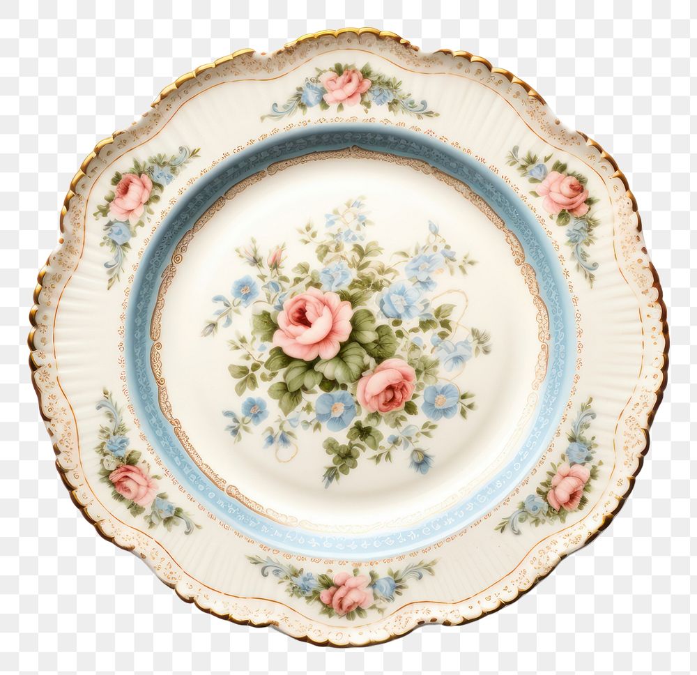 PNG Vintage plate porcelain platter saucer. AI generated Image by rawpixel.