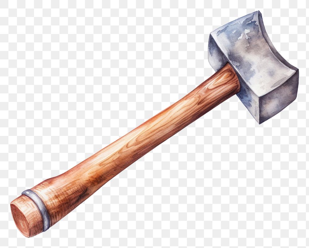 PNG Watercolor hammer tool white background electronics. AI generated Image by rawpixel.