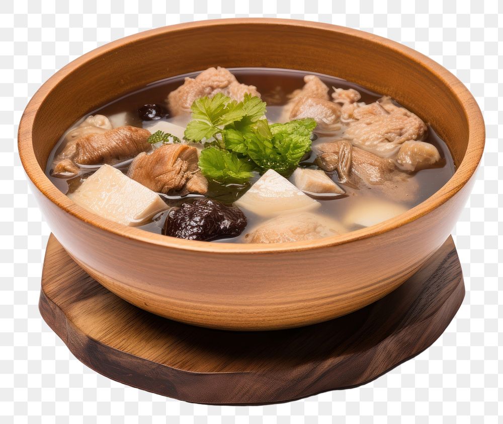 PNG Bak kut teh clear soup food meal bowl. AI generated Image by rawpixel.