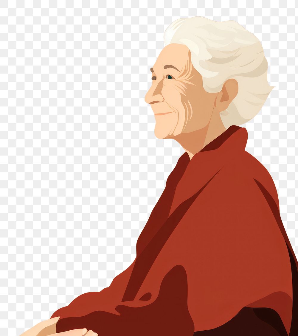 PNG Gray hair old woman portrait adult contemplation. AI generated Image by rawpixel.