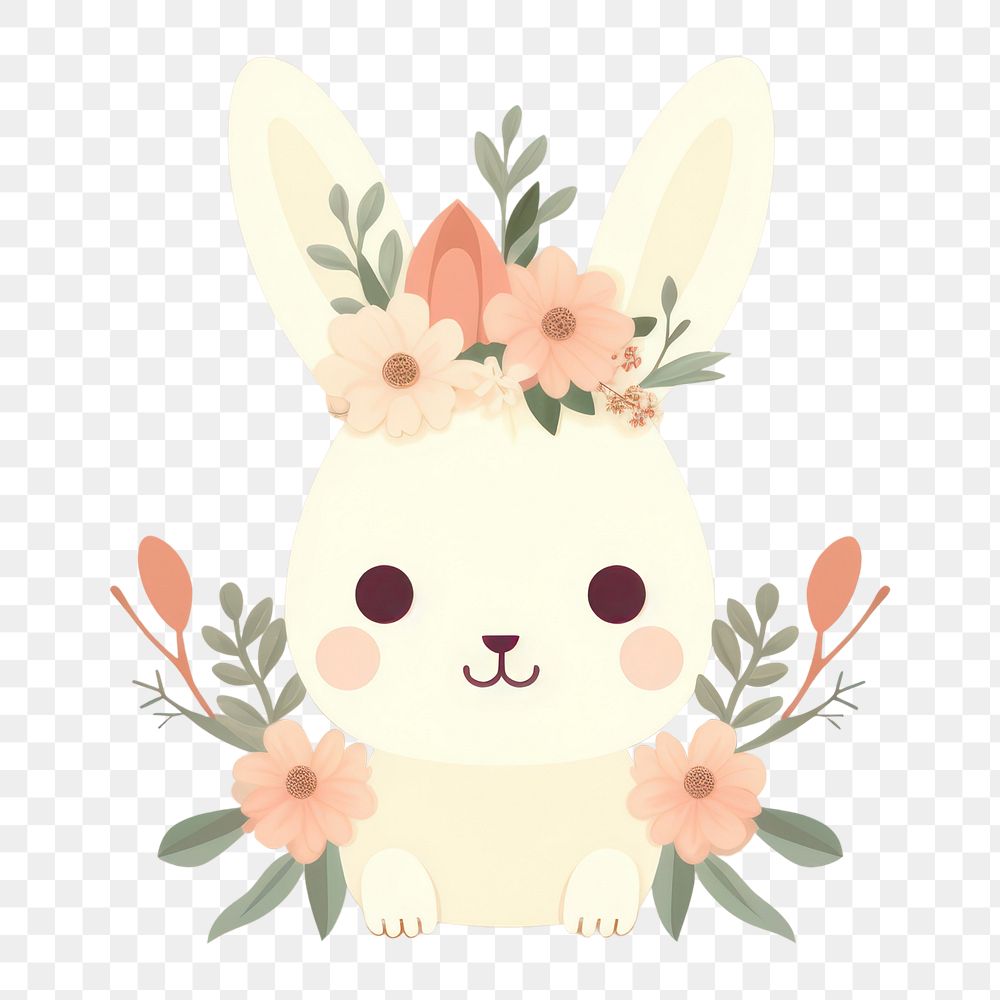 PNG Rabbit animal mammal flower. AI generated Image by rawpixel.