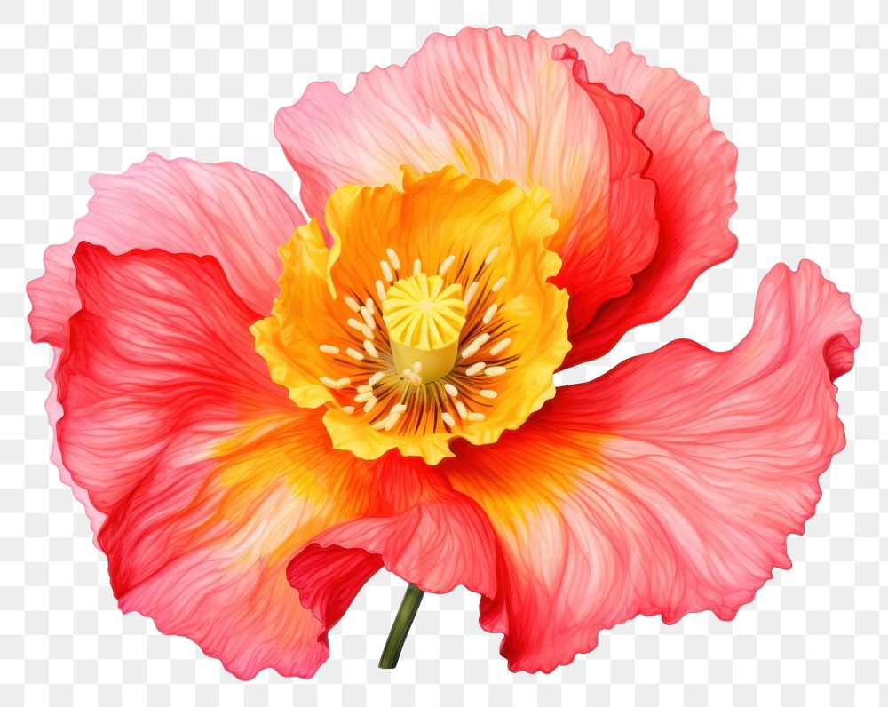 PNG Vibrant Iceland pink red yellow white Poppy Flower flower poppy petal. AI generated Image by rawpixel.