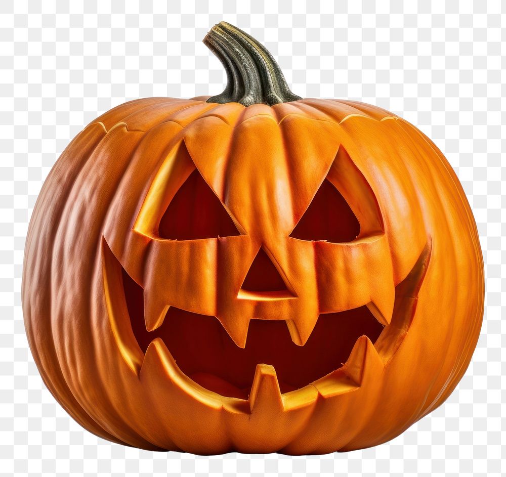 PNG Carved halloween jack o lantern pumpkin vegetable plant food. AI generated Image by rawpixel.