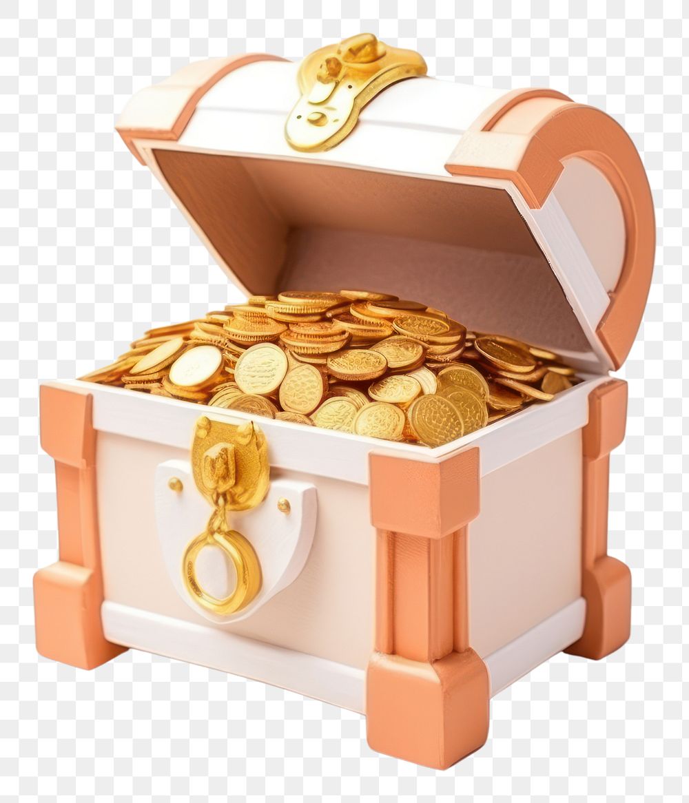 PNG  Treasure chest white background investment container. AI generated Image by rawpixel.
