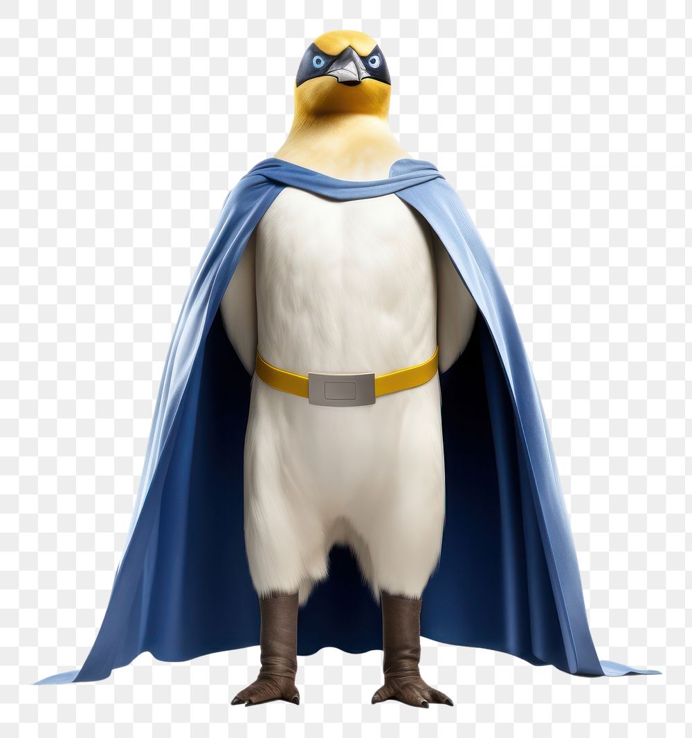 PNG  Superhero penguin bird white background. AI generated Image by rawpixel.