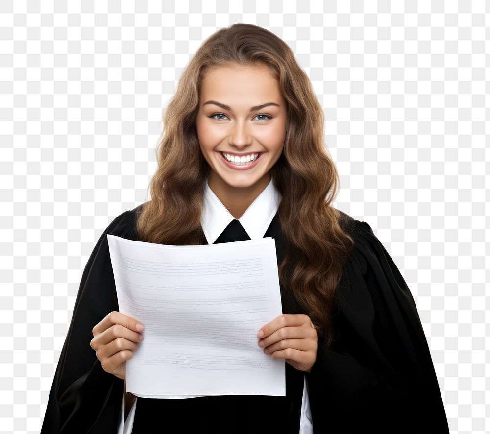 PNG Smiley female judge document portrait paper. 