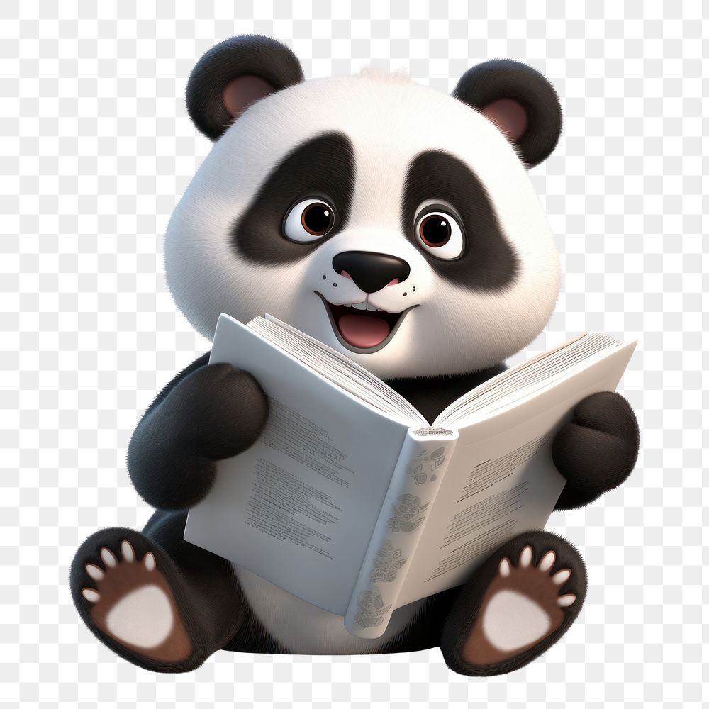PNG  Panda reading cartoon cute