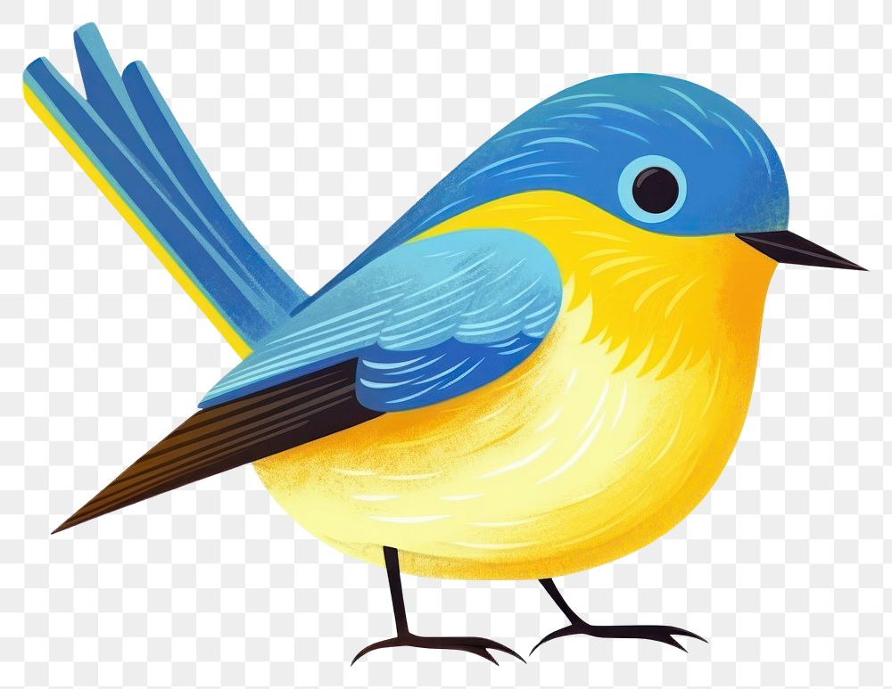 PNG Blue yellow bird animal canary. AI generated Image by rawpixel.