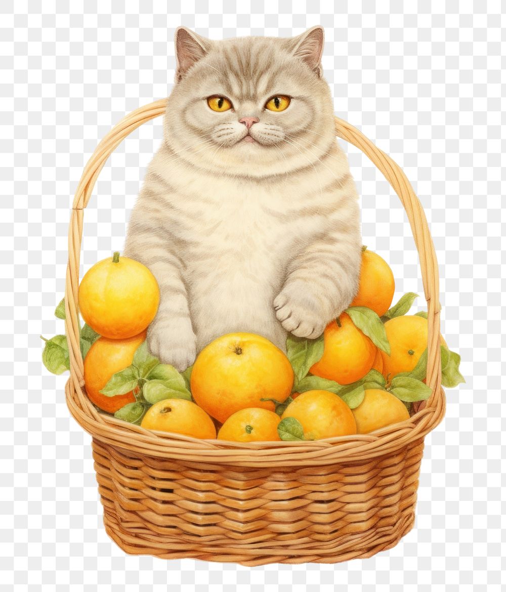 PNG  Basket mammal animal orange. AI generated Image by rawpixel.