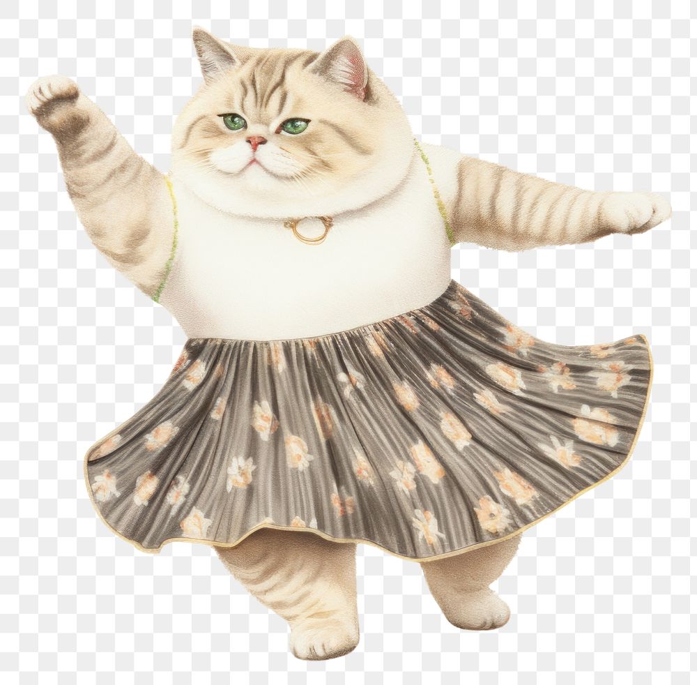 PNG  Cat womant skirt figurine animal. AI generated Image by rawpixel.