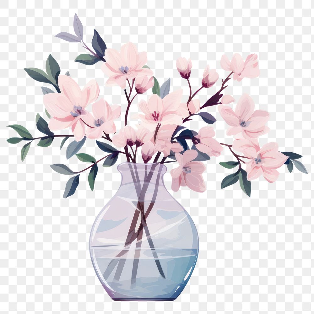 PNG  Night Scented Stock vase flower plant. AI generated Image by rawpixel.