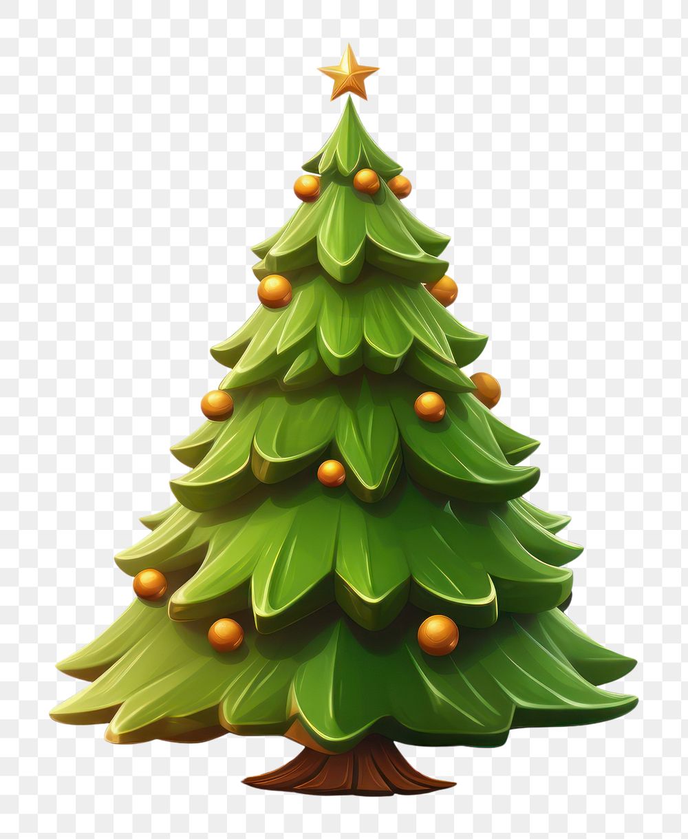 PNG  Christmas cartoon tree plant white background. AI generated Image by rawpixel.