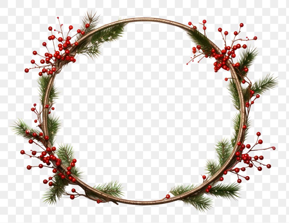 PNG  Christmas frame wreath plant white background