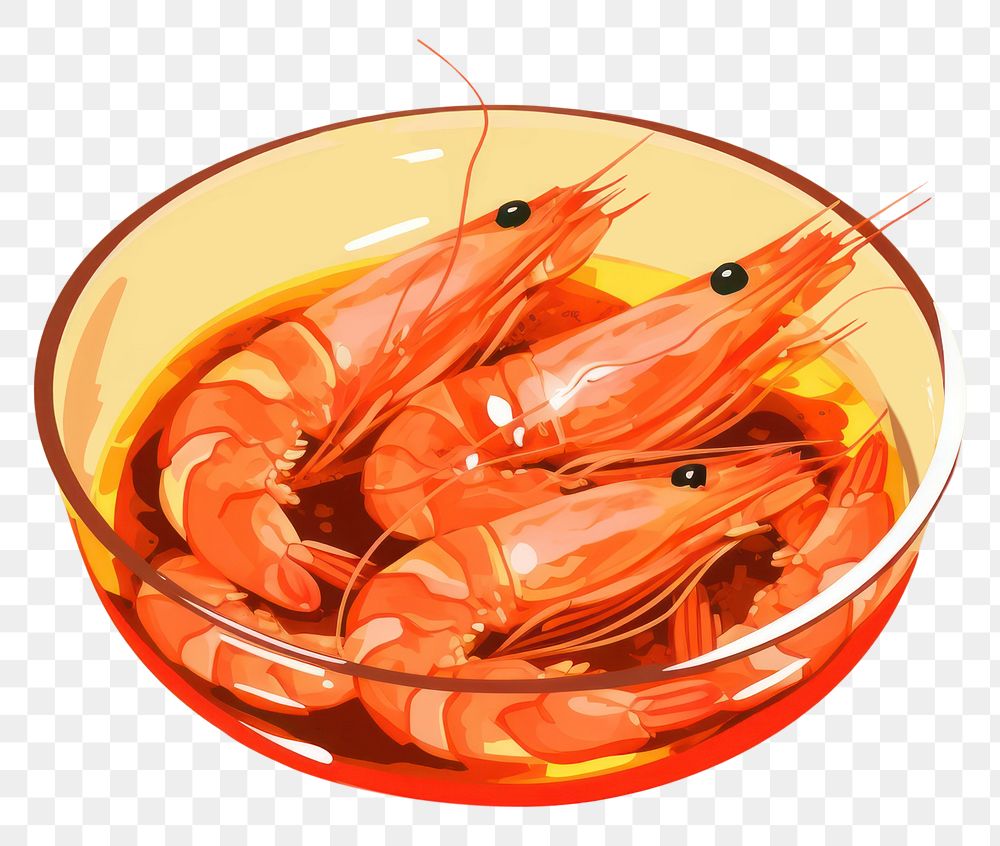 PNG Seafood shrimp bowl invertebrate. AI generated Image by rawpixel.