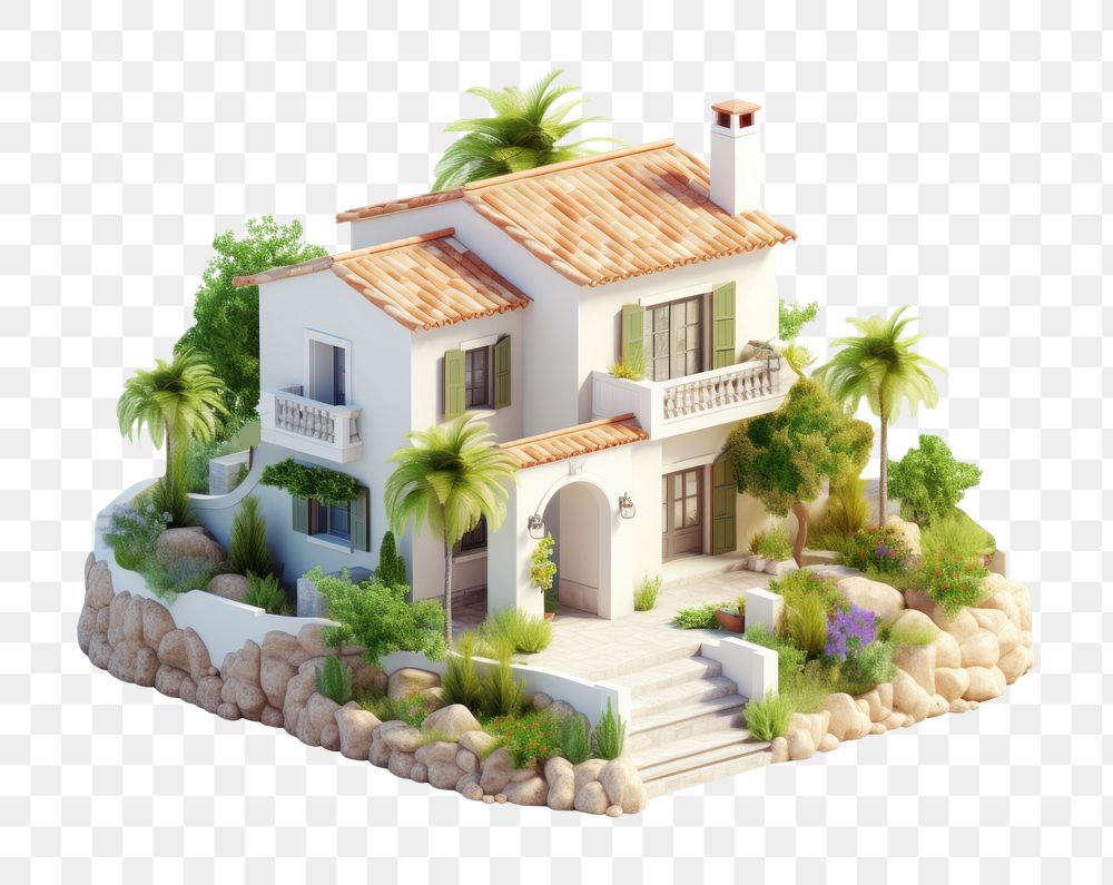 PNG House mediterrenean isometric architecture. AI generated Image by rawpixel.