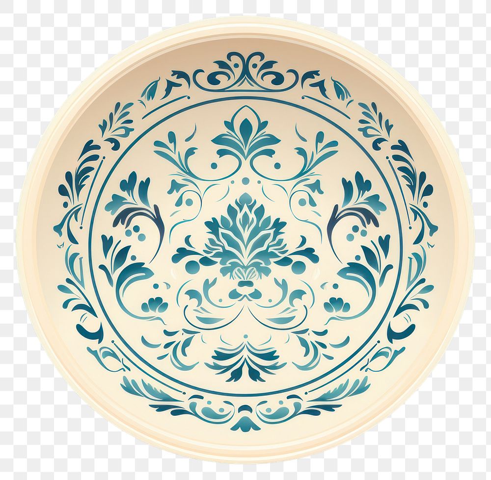 PNG Porcelain pattern plate dishware. AI generated Image by rawpixel.