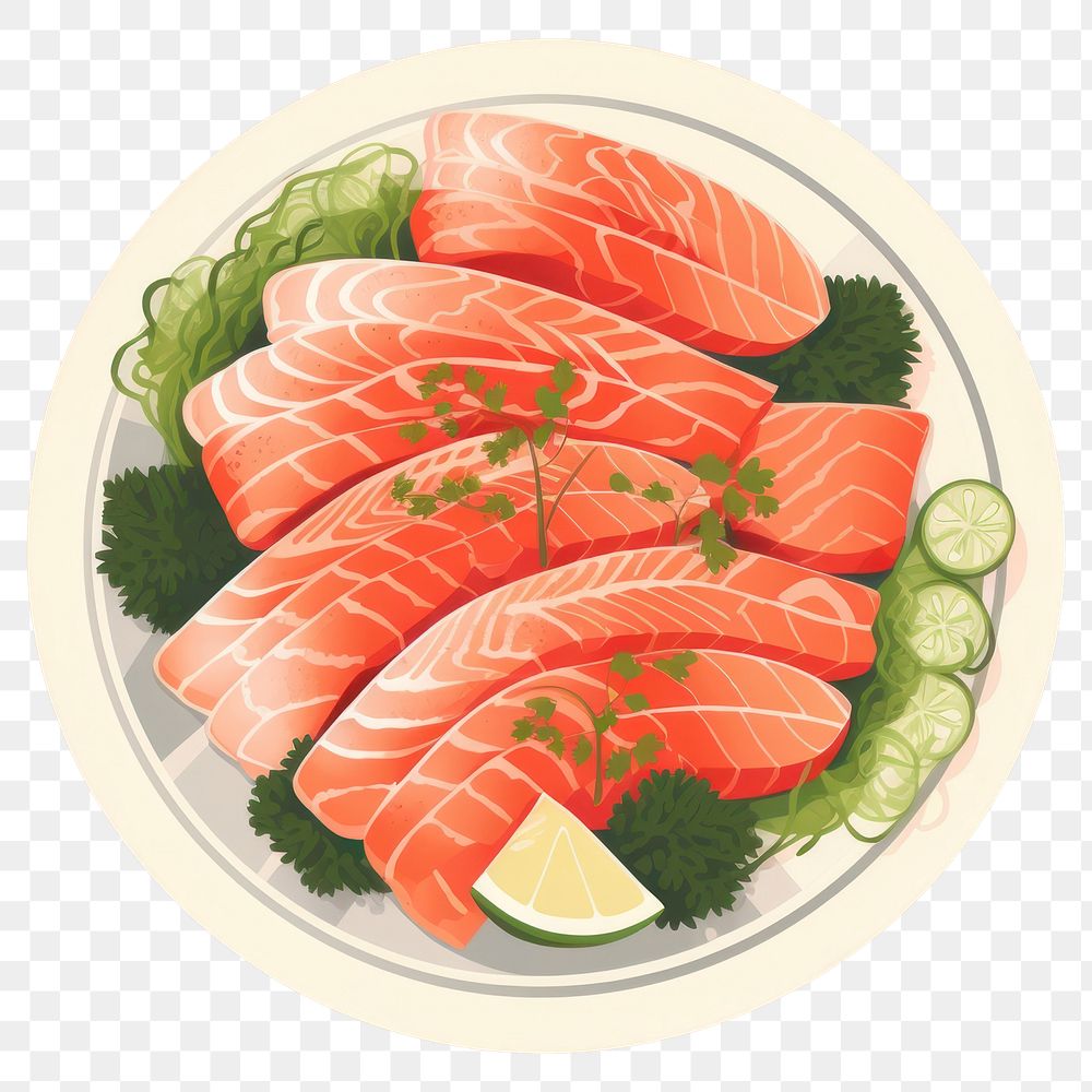 PNG Seafood salmon plate meal. AI generated Image by rawpixel.
