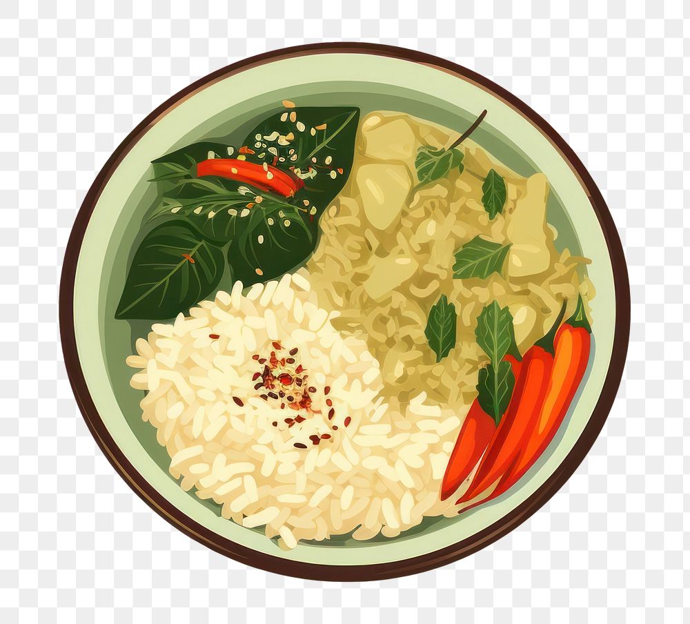 PNG Plate food meal rice. AI generated Image by rawpixel.